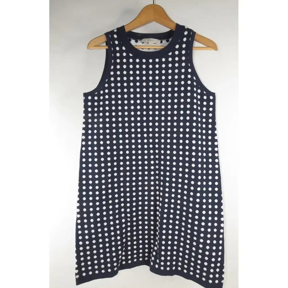 Ann Taylor Loft Sweater Dress Women’s Medium Blue/Wht Polka Dot NWT - Picture 3 of 7